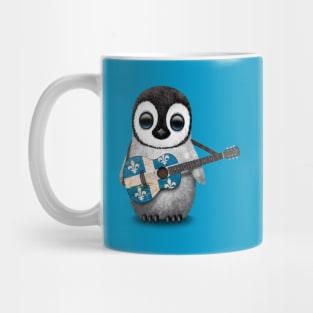 Baby Penguin Playing Quebec Flag Guitar Mug